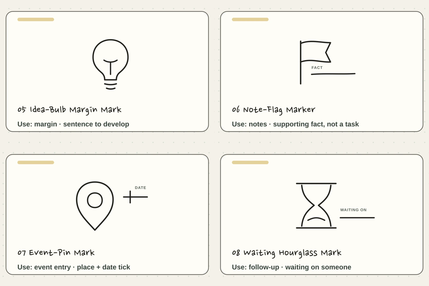Small meaningful marks example from the Tiny Systems Co. guide collection