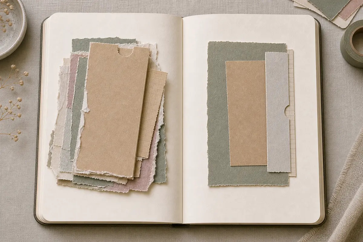Open journal comparing an overfilled bulky pocket with a clean flat nearly sealed pocket and a small notch