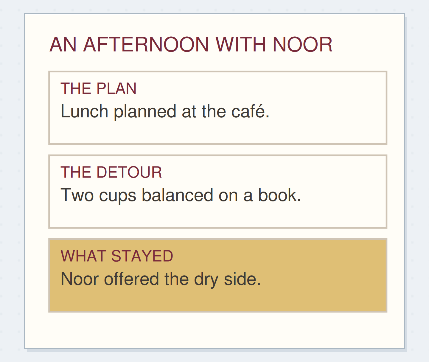 AN AFTERNOON WITH NOOR