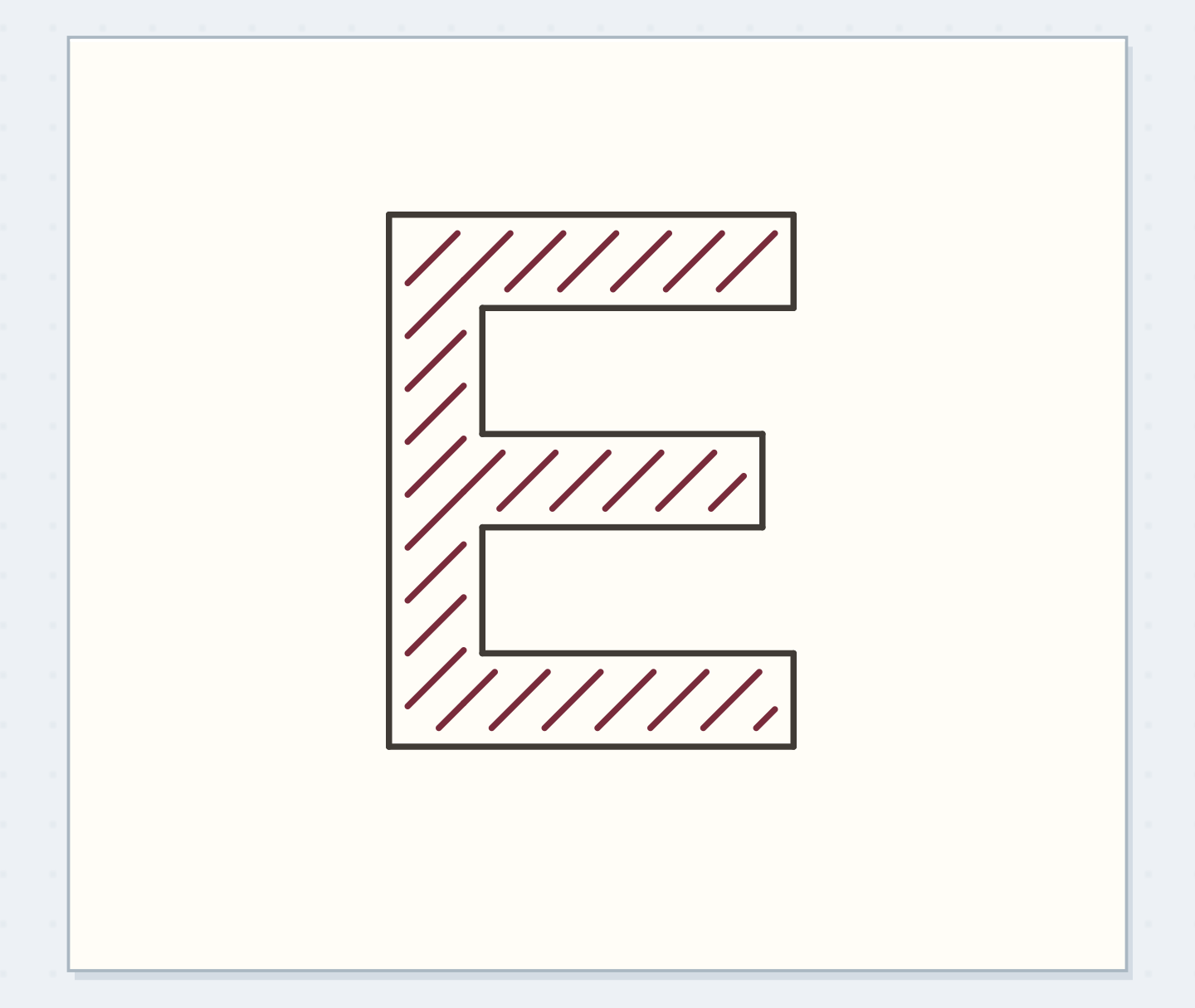 Sparse diagonal marks leave a quiet edge strip