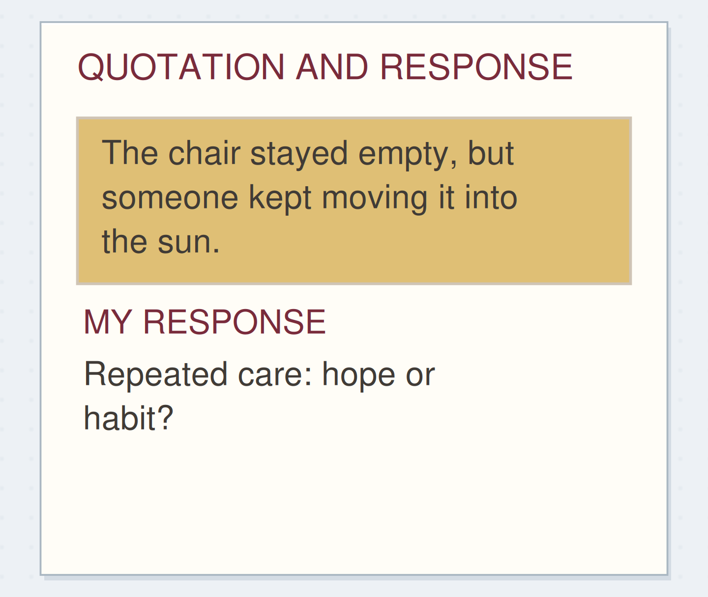 QUOTATION AND RESPONSE. Original schematic example; method details shown on the page.